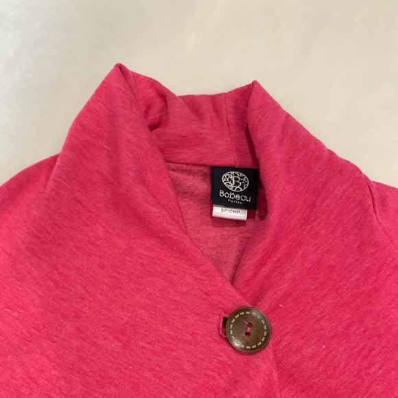 Pink cardigan turtleneck sweater with button - Picture 4 of 4